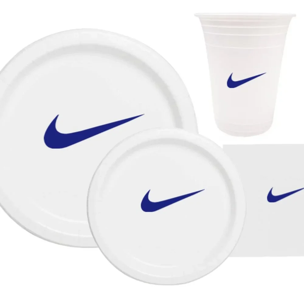 Sw00sh Birthday Plates | White & Blue Basketball Party Supplies | 60 Piece Set